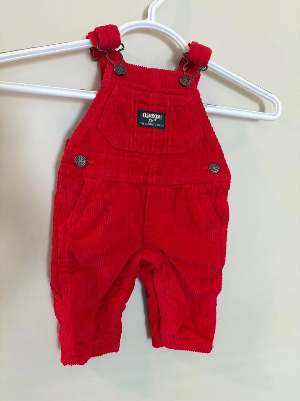 Oshkosh red corded overalls 3 mo